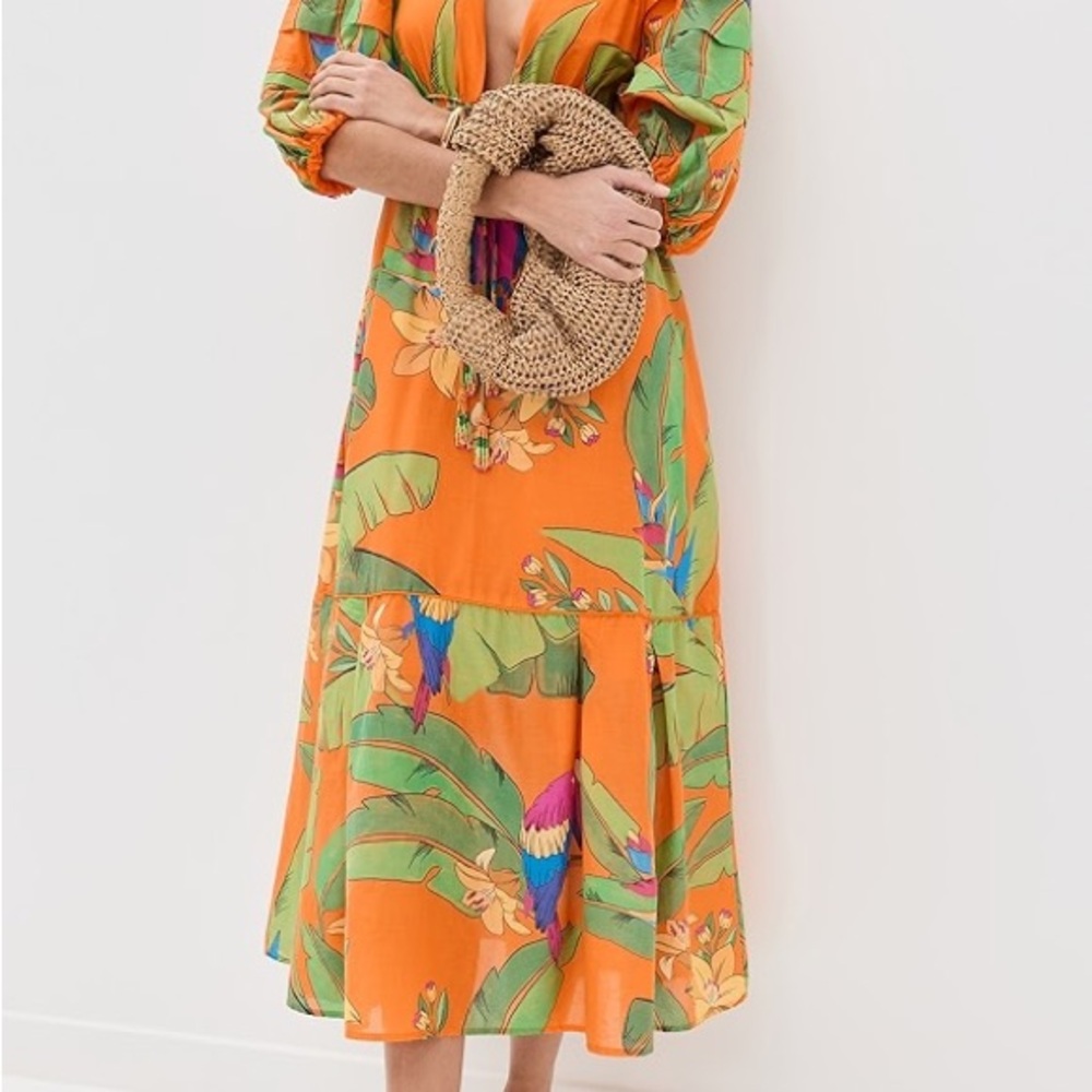 FARM Rio Orange and Green Tropical Maxi Dress NWT - Picture 4 of 8